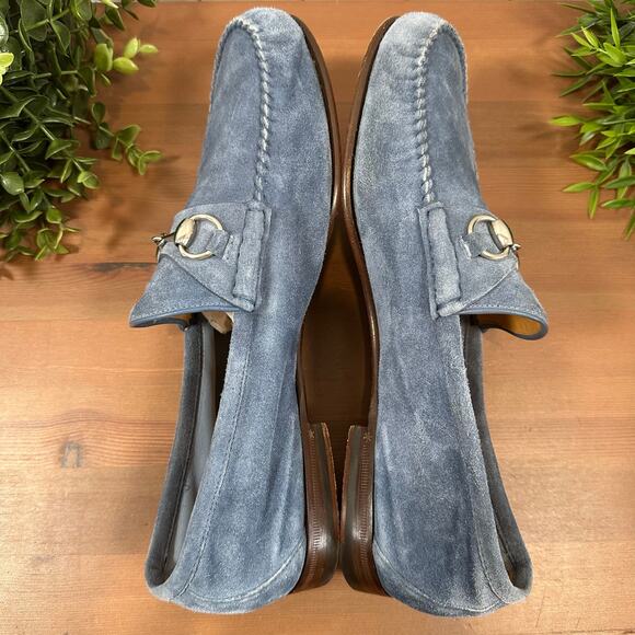 Gucci Men's Blue Suede Horsebit Loafers Size 9.5 - Picture 6 of 12